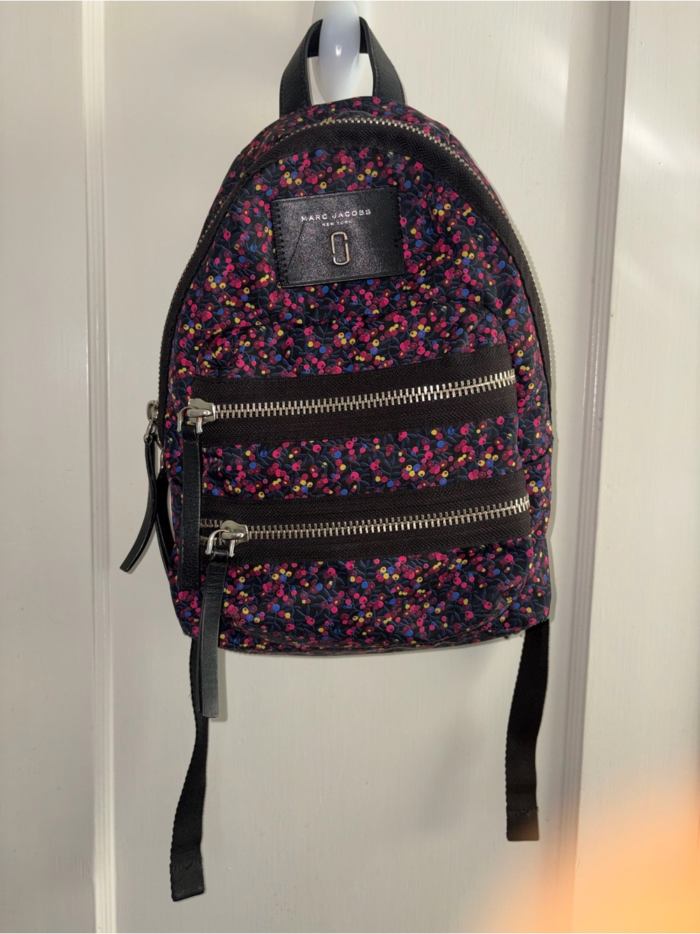 Marc Jacobs Classic Biker Style Backpack In Multi Color Print
